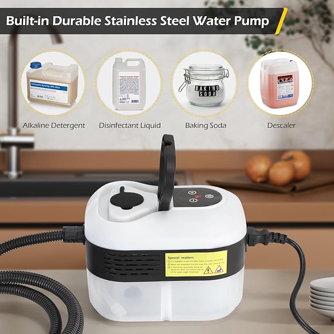 Dyna-Living Steam Cleaner 1500W Handheld Steamer for Cleaning 221℉ High-Temp Portable Car Steamer Cleaner, Intelligent Touch Panel & Spray Gun Control, Steamer Cleaner for Car