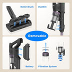 Cordless Vacuum Cleaner, Stick Vacuum Cordless Rechargeable,45Mins Powerful Suction Vacuum Cleaners for Home,Anti-Tangle,One-Click Dust Disposal,Lightweight for Hardwood Floor Carpet Pet Hair