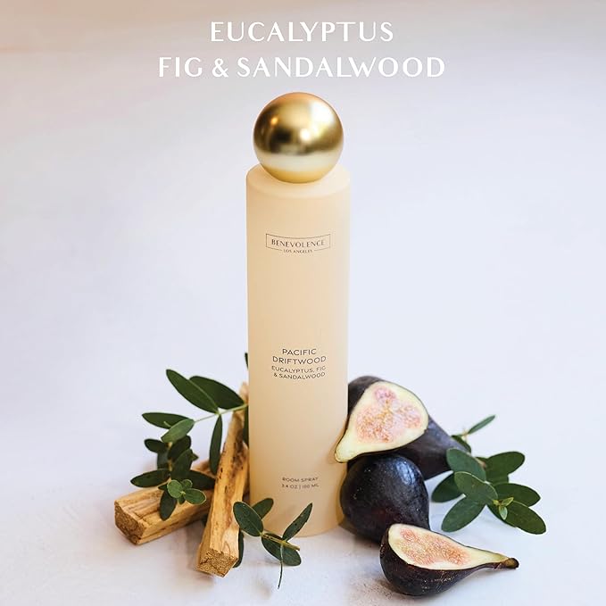 Benevolence LA Pacific Driftwood Room Spray | Eucalyptus, Fig & Sandalwood | 3.4oz | Versatile Home Fragrance, Pillow & Linen Spray | Low VOC, No Alcohol | Malibu Sands Collection