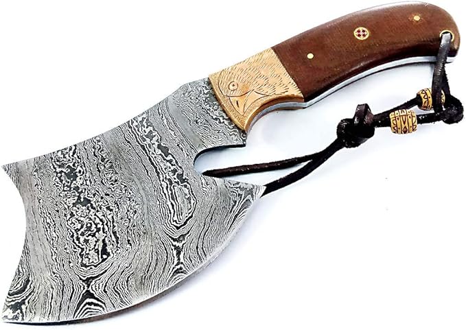 Damascus Steel Blade Axe Hatchet Tomahawk Hunting Knife Camping Hiking SM44