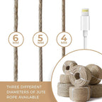 RIOOP Natural Jute Twine Rope 328 Feet 6mm, Heavy Duty Premium Garden Twine String for Crafts, Gardening Deals, Cat Scratching & Macrame Cord, for Climbing Plants, Halloween Decor