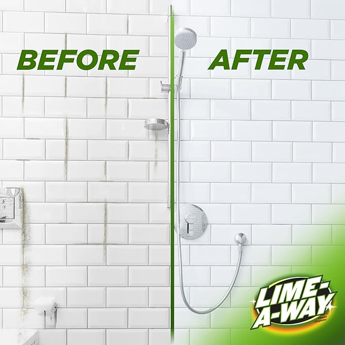 Lime-A-Way Hard Water Stain Remover Spray, Removes Lime, Calcium & Rust in Seconds, Bathroom Cleaner, 22 fl oz