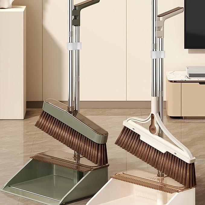 2pcs Double Clamp Broom and Dustpan Connector Set, Secure Cleaning Pole Clamp Accessories for Household Sweeping Tools, Sturdy Dustpan Handle Clip for Home and Office Use