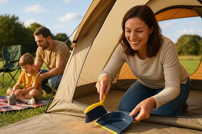 Dustpan and Broom Set Small – Mini Handheld Dustpan and Brush Combo for Home, Desktop, Sofa, Cat Litter, Car, Camping & Small Space Cleaning