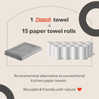 Zeppoli Classic Kitchen Towels - 6 Pack 100% Natural Cotton Towel Set, Reusable Wash Cloths, Absorbent Dish Towels, Machine Washable Hand Towels, Kitchen Essentials, 20” x 28” - Gray VAR