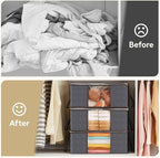 Lifewit 4 Pack 35L Clothes Storage Bins with Lids, Foldable Blanket Storage Bags with Zippers, Clear Window and Reinforced Handles, Closet and Organization for Clothing, Sweater, Comforter, Bedding