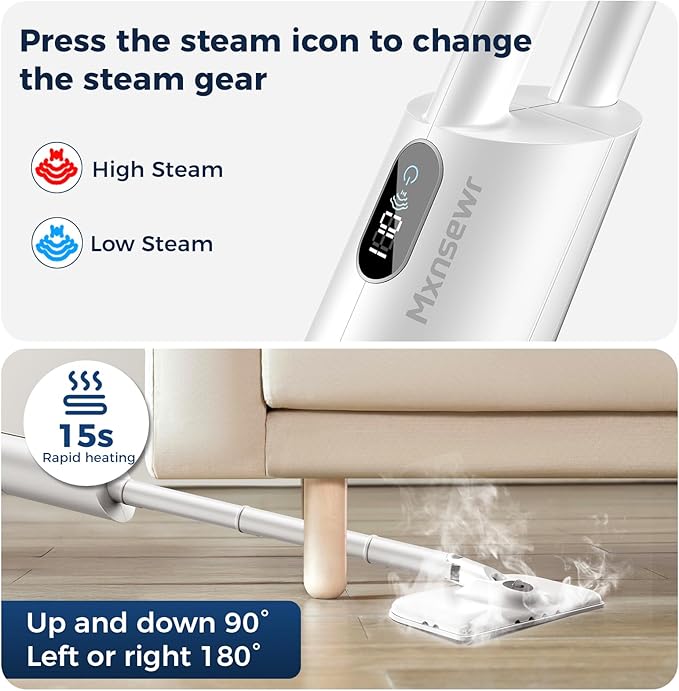 Steam Mop All-in-one for Floor Cleaning, MultiPurpose Steam Cleaner for Home with LED display screen, Detachable Handheld Floor Steamer with Scent Container and strap for Hardwood,Tiles and Carpet