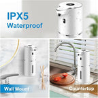 Automatic Foaming Soap Dispenser 12.8oz, Rechargeable & 6 Levels Foaming Adjustable with Digital Display, Wall Mount, Waterproof, Touchless Hand/Dish Soap Dispenser for Kitchen, Bathroom, Hotel