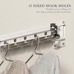 Clothes Drying Rack Wall Mounted Foldable Laundry Drying Rack Collapsible/Retractable Space Saving Laundry Hanger Dryer Rack with Additional Bar-Matte White