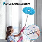 DRQ Ceiling Fan Cleaner Duster, 2 Pack Reusable Microfiber Duster with Extension Pole, 13 to 50 Inch Fan Blade Cleaner, Removable Dusters for Cleaning Walls Bookshelves Door Window Top (Blue Pink)