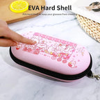 Double Eyeglasses Case, Hard Shell Dual Sunglasses Organizer with Zipper Clip Travel Glasses Storage for Women Men