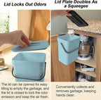 Compost Bin Kitchen, Bring 5 Rolls (100) of Garbage Bags, for Use on Countertops or Under Sinks, Hanging Trash Can with Lid, for Cupboard/Bathroom/Bedroom/Office/Camping(Bule 0.8 Gallon/3L)