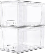 JollyPack 2 Pack Clear Stackable Storage Drawers, Easy to Assemble Multi-Use Bathroom Organizers and Storage, Suitable for Vanity, Bathroom, Makeup, Under Sink, Office, Kitchen and Pantry