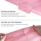 Polecasa Small Heavy Duty Laundry Bag with 130gsm Tear Resistant Fabric and Handles, Easy to Carry Durable Dirty Clothes Drawstring Bag, Perfect for College Dorm, Travel, 2 Pack 21”x24”,Pink