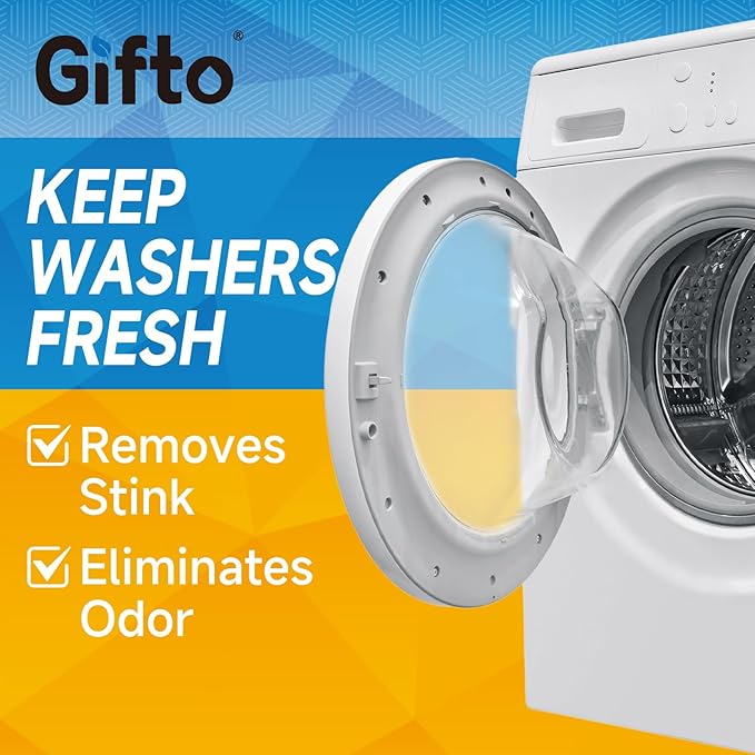 Gifto Washing Machine Cleaning Tablets, Individually Wrapped 15 Count, Fresh Scent Washer Cleaner Tablet for Front Loader & Top Load, Removes Odor-causing Residues & Hard Water Buildup, Septic Safe