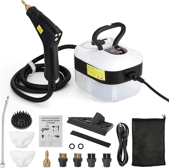 Dyna-Living Steam Cleaner 1500W Handheld Steamer for Cleaning 221℉ High-Temp Portable Car Steamer Cleaner, Intelligent Touch Panel & Spray Gun Control, Steamer Cleaner for Car