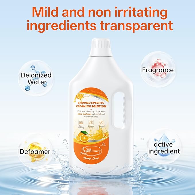 2.5L Floor Cleaning Solution Compatible with Roborock/Eufy/iRobot/Ecovacs/Dreame/Shark, Fragrance Deodorization, Deep Cleans for Multiple Hard Floors (2.5 Liter, 【Sweet Orange】)