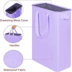 efluky Slim Laundry Basket, Narrow Laundry Hamper with Handles, Collapsible Dirty Clothes Hamper, Tall Laundry Bin for Laundry Room, Dorm and Bedroom, 19.8 Gallon (75L) Light Purple