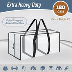 12 Pack Extra Heavy Duty Large Moving Bags with Strong Zipper & Comfortable Handles, Sturdy & Durable Clothes Storage Bags Totes Bins, Packing Moving Boxes for College Supplies, White