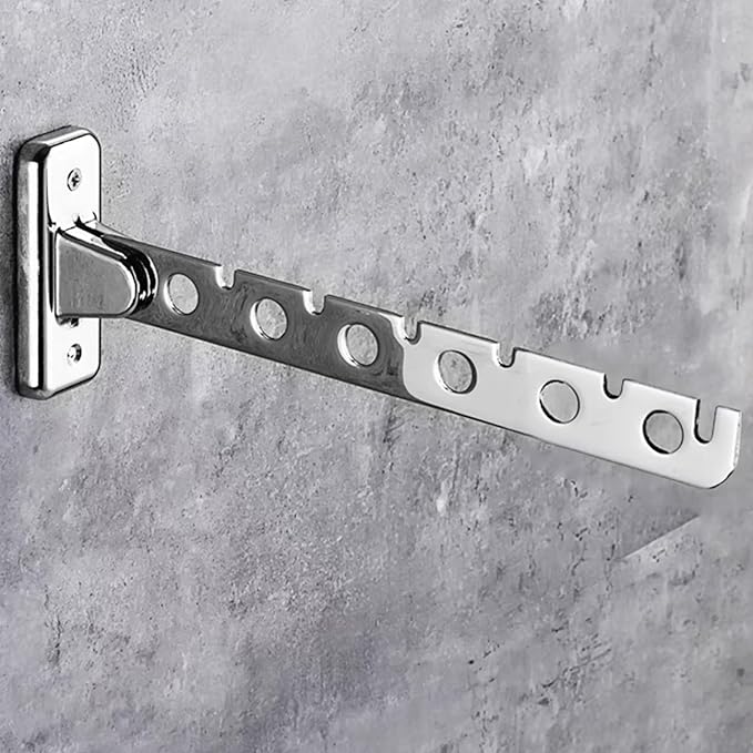 ACNISM Wall Mounted Clothes Rack, Laundry Hanger Wall Mount, Retractable & Foldable Drying Rack with 180° Rotation, Space-Saver for Laundry Room & Bedroom, Bathroom Closet Storage, 2-Pack, Silver