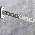 ACNISM Wall Mounted Clothes Rack, Laundry Hanger Wall Mount, Retractable & Foldable Drying Rack with 180° Rotation, Space-Saver for Laundry Room & Bedroom, Bathroom Closet Storage, 2-Pack, Silver