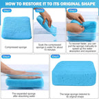 Tioncy 24 Pcs Large Sponges Bulk 7.5 x 5.5 x 1.9 Inch Grouting Car Wash Foam Cleaning and Washing Sponge Commercial Foam Large All Purpose for Cleaning Dishes Car Tile Bike (Blue)