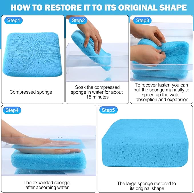 Tioncy 24 Pcs Large Sponges Bulk 7.5 x 5.5 x 1.9 Inch Grouting Car Wash Foam Cleaning and Washing Sponge Commercial Foam Large All Purpose for Cleaning Dishes Car Tile Bike (Blue)
