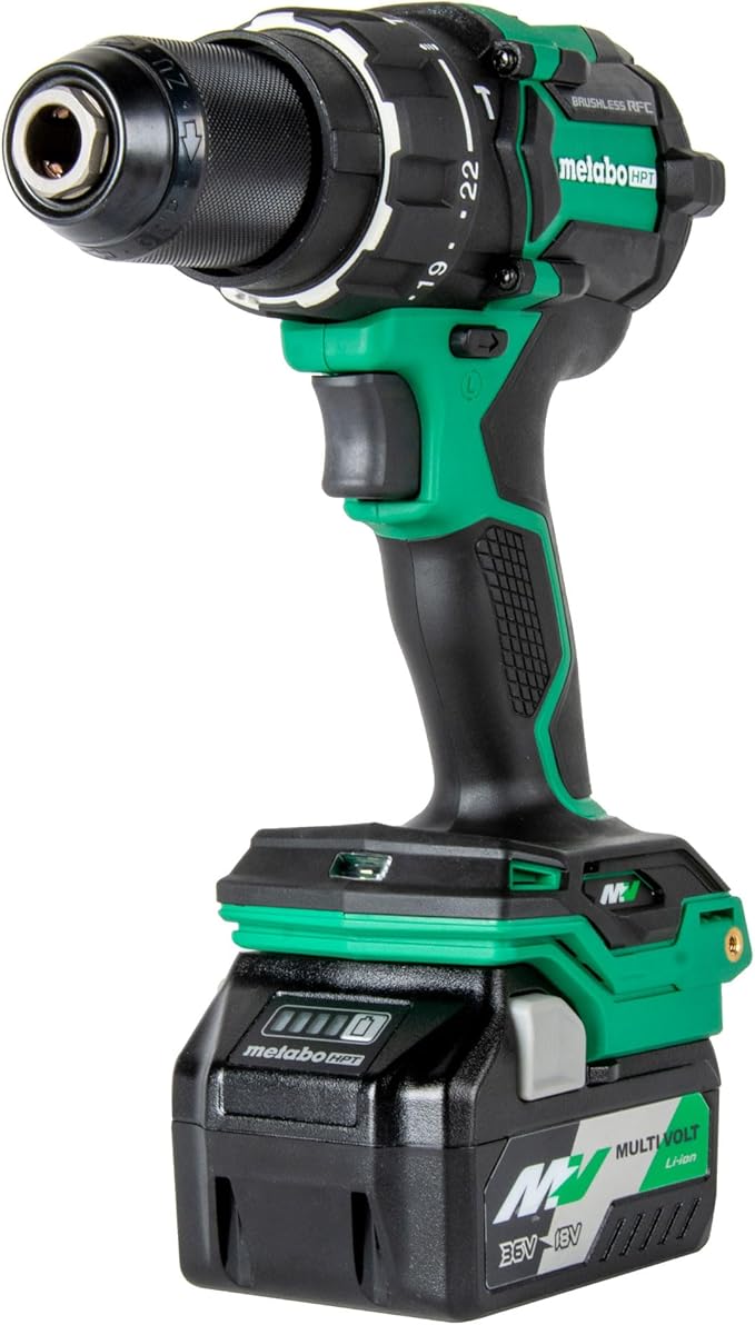 Metabo HPT 36V MultiVolt™ Cordless Brushless 1/2" Hammer Drill Kit, Power Drill Kit with Lithium-Ion Metabo Batteries , Case and Charger, Compact Lightweight Power Tool, DV36DC