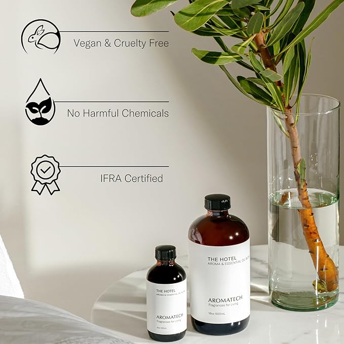 AromaTech The Hotel Premium Aroma Oil – Elevated & Luxurious Home Fragrance with Notes of Lavender, Citrus & Juicy Peach for Scent Diffusers, Cold-Air and UltraSonic Scent Machines – 60 mL