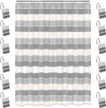Zahari Home 13pc Modern Line Shower Curtain Set - Gray Luxury Contemporary Shower Curtains with Unique Design & 12 Hooks