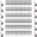 Zahari Home 13pc Modern Line Shower Curtain Set - Gray Luxury Contemporary Shower Curtains with Unique Design & 12 Hooks
