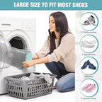 Shoe Washing Machine Bag, 2 Pack Grey Laundry Shoe Bags for Washer and Dryer, Sturdy Zipper with Hook Design, Dry Net Bag Included, Reusable for Sneaker, Gray 2PCS