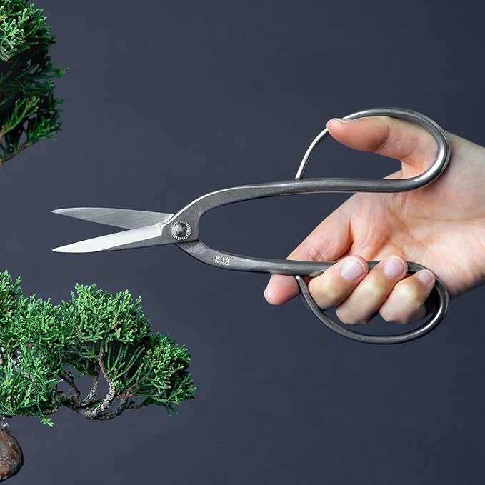 Wazakura Yasugi Stainless Steel Made in Japan Ashinaga Bonsai Scissors 8" (200 mm), Pruning Shears, Japanese Gardening Tools - Yasugi Stainless Steel Traditional Ashinaga