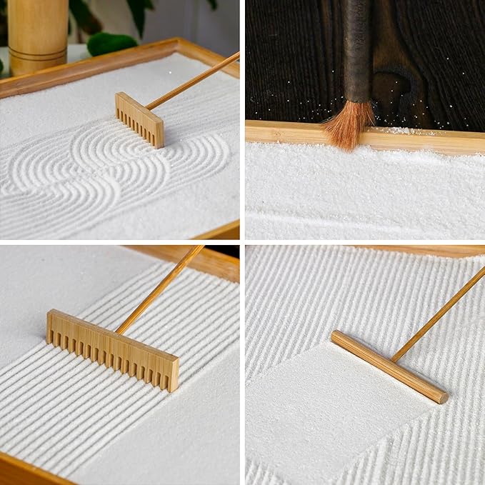 Zen Garden Decor Rake Tool - Sand Zen Garden Accessories Japanese Zen Garden Kit Tabletop Rock Zen Decor Japan Zen Gifts for Home Office Desk Meditation Room Relaxation Birthday Gifts Father Mother