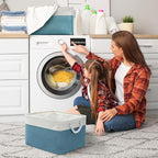 Storage Basket for Organizing - 17X15X12 inch 2 Pack Canvas Storage Bin for Shelves, Fabric Storage Cubes for Cloth Decorative Books Nursery (White & Green)