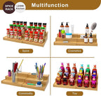 Spice Rack Organizer for Cabinet 2Pack, 3 Tier Expandable Bamboo Spice Storage, Great for Kitchen Cabinet, Cupboard,Pantry and More(Natrual)