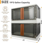 Storage Bins, Cabinet with Lids, Extra Large Useful Box, 19 Gallons (72L) Capacity (Per One), 2 Packs, Collapsible, Transparent, Home Organizer