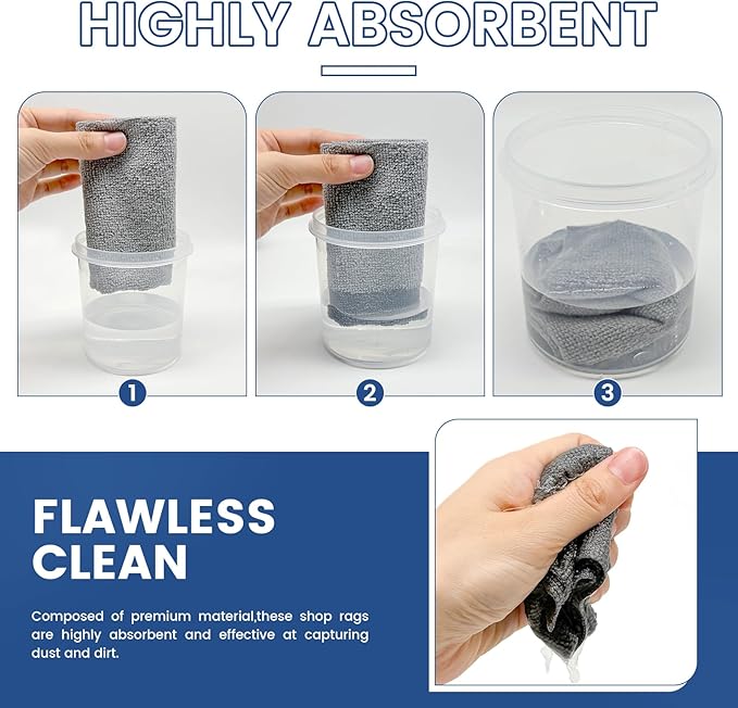 75 Pack Microfiber Cleaning Cloth Roll,Reusable Washable Ultra Tear Away Microfiber Towels,Absorbent Rags Drying Dishcloths for Car,Home,Garage or Shop Kitchen(Grey)