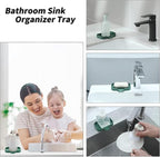 Silicone Bathroom Soap Dishes with Drain Spout-Bathroom and Kitchen Sink Organizer,Sponge Holder,Dish Soap Tray,Perfect for Dispenser,Scrubber,Bottle,Cup on Sink or Counter-Green 4.9"×3.2"