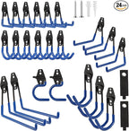 Garage Hook Heavy Duty Wall Storage Hangers, 24 Pack Garage Storage Hooks Steel Tool Blue for Ladders, Ropes, Garden Tools