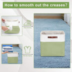 13x13 Cube Storage Bins, Collapsible Fabric Storage Box, 4 Pack Closet Baskets with Handles for Organizing, Shelf, Toys, Clothes, Home, Office, Nursery (Green&White)