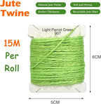 Jute Twine 15m Long Twine String for Crafts Gift Wrapping Packing Gardening Crochet Knitting Macrame Decor (Light Parrot Green)