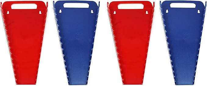 JSP Manufacturing 15-Tool Gripper Wrench Organizer Tray Kit - 2 Plastic Portable Gripper Tray Holders… (4 Piece Kit, Red & Blue)