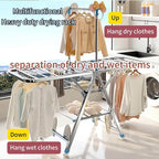 Heavy Duty Clothes Drying Rack Foldable with Brake Wheels,75''Extra-Thick Metal Frame, 26 Rods Commercial-Grade Large Capacity,No Assembly Required, Adjustable Height for Indoor Outdoor Use