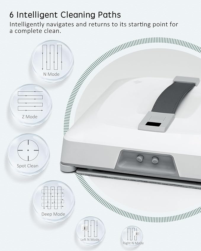 Yoolax Window Cleaning Robot 2.0, Intelligent Robot Window Cleaner with Dual Cross Water Spray Technology, Ungraded 6 Cleaning Paths, Edge Detection System, App & Remote Control, White