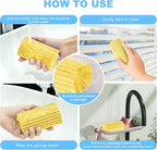 4 Pack Damp Clean Duster Sponge, Magic Sponge Eraser for Household Cleaning, Reusable Dusters Cleaning Supplies for Housekeeping, Dish, Blinds, Glass, Baseboards,Window Track Grooves and Faucets