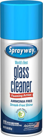 Sprayway Glass Cleaner Foaming Aerosol Spray, 15oz, Streakless, Fast-Acting | Cleans & Polishes Glass Surfaces | Fresh Scent, Removes Fingerprints, Dust, Dirt, Smoke Film,6 Count(Pack of 2)