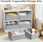 Storage Bins Cube Storage Organizer - 8 Pack Fabric Trapezoid Storage Cubes for Bins and Baskets for Shelves Collapsible Non-Separating Trapezoidal Flared Cube Organizer, Light Gray