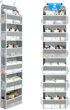 Yecaye 2 Pack Over The Door Organizer, 6-Tier Closet Door Hanging Organizer with 12 Mesh Pockets, Bathroom Organizers and Storage, Ultra Sturdy Large Capacity Over Door Storage Newborn Baby Essentials