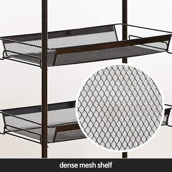 JANE EYRE Rolling Utility Storage Rack Cart on Wheels, Trolley Carft cart, Multi-Purpose Organizer Shelf (Black, 4 Tier)…